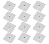 IMIKEYA Kit de 12 Ganchos Adhesivos Invisibles sin Rastro sin Perforaciones Pegatina de 5X7 CM y 6 MM Expuestos para Colgar Cuadros Paredes Sólidas Madera y Cemento Uso Cocina y