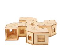 IMIKEYA Laberinto de Túnel de Madera para Hámster Pequeño, Juguete de Ejercicio y Exploración para Mascotas, Casa de Hábitat Seguro y Saludable, Accesorio para Jaula Bordes Pulidos,