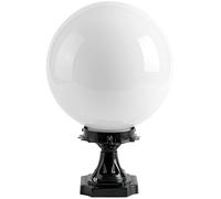 IMIKEYA Lámpara de Globo para Poste Exterior 20 Cm Base Cuadrada de Aluminio, Farola Exterior Resistente para Jardín y Patio, Bola Acrílica Translúcida para Iluminación Decorativa