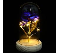 IMIKEYA Lámpara LED Decorativa de Rosa Preservada Azul Cúpula de Cristal, Adorno Inmortal para Hogar y Oficina, sin Pilas, Adecuado para Decoración Romántica y Regalos Obsequios