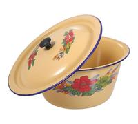 IMIKEYA Lavabo de Esmalte Vintage Cuenco Retro con Tapa Multifuncional Fácil de Almacenar con Diseño Simple y Estilo Antiguo para Cocina y Hotel