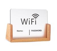 IMIKEYA Letrero Acrílico WiFi con Soporte De Madera Tabla Display Transparente para Contraseña De Habitaciones De Hotel y Negocios Cartel Compacto para Invitados