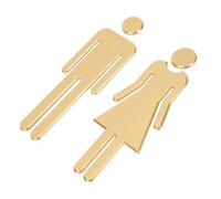 IMIKEYA Letreros Autoadhesivos de Identificación Claras y Fáciles de Usar para Baños de Acrílico Dorado Diseño Simple y Elegante, Paquete de 2 Piezas para Señalización en Baño