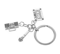 IMIKEYA Llavero De Metal Colgante Musical Micrófono Vintage, Mini Accesorio Para Bolso y Mochila, Dije Decorativo Para Niños, Obsequio Original Para Amantes Música