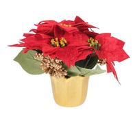 IMIKEYA Maceta Navideña Roja Planta Artificial de Mesa Adorno Navideño para Restaurante Bar Decoración de Festivales Bonsái de Plástico Realista Maceta