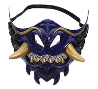 IMIKEYA Máscaras de media cara, demonio malvado, monstruo, guerrero, samurái, oni, de media cara para baile de máscaras, fiesta, Halloween, juego de guerra.