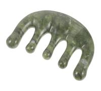 IMIKEYA Mini Peine Masajeador de Jade Verde Oscuro para Cuero Cabelludo Herramienta Gua Sha Portátil para Masaje Facial y Capilar Cepillo Pequeño para Bolso Uso Diario