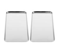 IMIKEYA Molde Rectangular para Hornear y Cocinar al Vapor, 2 Piezas de Acero Inoxidable, Cuencos para Carne y Verduras Diseño Apilable para Almacenamiento