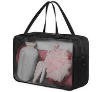 IMIKEYA Neceser de Malla Transparente con Doble Asa Bolsa de Maquillaje de Nylon Organizador de Viaje Multifuncional Resistente y Fácil de Limpiar Adecuado para Gimnasio y Cuidado