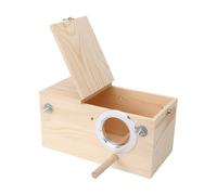 IMIKEYA Nido de Madera Maciza para Cría de Loros Tapa Abatible, Decoración para Jardín al Aire Libre, Tamaño Grande, Manual y Resistente para Aves Pequeñas