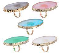 IMIKEYA Paleta de Anillos para Uñas de Resina Borde de Ágata Verde, 5 Piezas para Mezcla y Combinación de Colores, Herramienta Profesional Uso en Casa Varios estilos