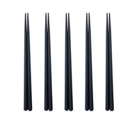 IMIKEYA Palillos Hexagonales Negros para Sushi y Comida Asiática, de Plástico Resistente Corrosión, 5 Pares Prácticos para Uso Diario y Senderismo