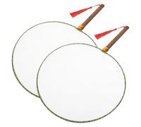 IMIKEYA para Pintar, Mango de Madera, Diseño Elegante, Ideales para Boda 2 Abanicos Chinos Redondos Blancos de Seda y Desarrollo Artístico Infantil