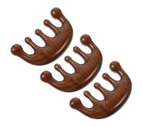 IMIKEYA Peine Masajeador de Cuero Cabelludo de Madera de Sándalo Natural, Juego de 3 Piezas Dientes Anchos Redondeados para Acupresión y Spa, Herramienta Portátil para Cuidado Capilar