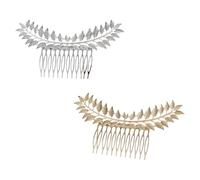 IMIKEYA Peines Laterales Metálicos para Mujer 2 Piezas (dorado y Plateado), Diseño Calado de Hojas para Peinados Elegantes, Accesorios para Cabello de Niña y Fiesta, Horquillas Únicas