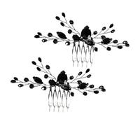 IMIKEYA Peinetas de Boda Negras para Novia y Damas, Accesorio Ligero y Seguro de Aleación Vintage, Pack de 2 Piezas para Ceremonia Nupcial