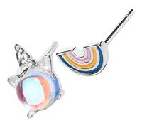 IMIKEYA Pendientes Asimétricos Diseño Kawaii de Unicornio y Arcoíris Acero Inoxidable, Joyas Lindos 1 Par para Mujer y Niña para Fiestas y Uso Diario
