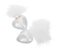 IMIKEYA Pendientes Colgantes para Mujer con Forma de Corazón y Bolas de Pelo Sintético con Perlas de Imitación Juego de Pendientes Modernos y Elegantes Ideales para Obsequio y Uso