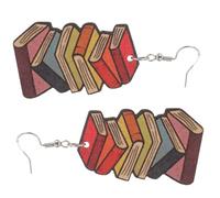 IMIKEYA Pendientes de Madera Colgantes 3d en Forma de Libro Ligeros para Mujer, Accesorios Literarios para Maestros y Estudiantes, Joyas Divertidas para Profesores y Graduación, Obsequio
