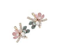 IMIKEYA Pendientes de Mujer Forma de Flor Pequeños Joyería de Moda Pedrería Pendientes Delicados Hechos a Mano Accesorios para Uso Diario y Obsequio Especial