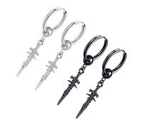 IMIKEYA Pendientes Estilo Hip Hop Colgantes De Metal Para Oreja, Accesorio Ligero Para Pareja, Clip Negro y Acero Inoxidable, Moda Urbana, Set 4 Piezas Para Uso Diario y Obsequio