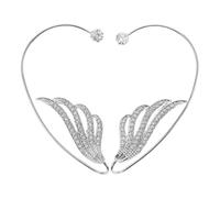 IMIKEYA Pendientes Tipo Ear Cuff Alas de Gemas de Imitación Puños para Orejas Vintage en Metal Plateado Accesorios de Joyería para Mujer y Niña Ideales para Ocasiones Obsequios