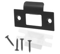 IMIKEYA Placa Guía Metálica para Cerrojo de Puerta de Madera 1-5/8 Pulgadas, Kit de Refuerzo Caja y Tornillos, Color Negro, Placa de Impacto para Cerraduras de Habitación, Mejora