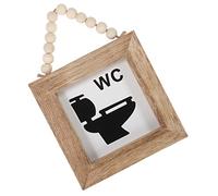 IMIKEYA Placa Puerta Madera Decorativa Rústica para Baño Cartel Colgante Pared Interior Señalización Wc para Hogar y Locales