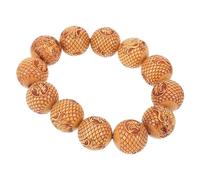 IMIKEYA Pulsera De Cuentas De Madera De Sándalo Grabado De Dragón, Joyería Budista Decorativa Para Mujer, Accesorio Espiritual Para Uso Diario, Tamaño Ajustable