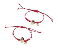 IMIKEYA Pulsera de Estilo Chino de Cuerda Roja y Azul Tejida a Mano 2 Piezas Diseño de Máscara de Ópera China Beijing Pulseras de Bendición para Mujer Accesorio Tradicional para