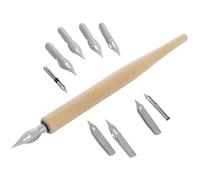IMIKEYA Puntas de Pluma de Inmersión Puntas para Bolígrafos de Papelería Reemplazables Madera y Acero Inoxidable para Caligrafía Dibujo y Firma Principiantes y Profesionales