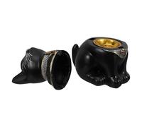 IMIKEYA Quemador de Incienso de Gato Egipcio Negro, Resina Duradera, 17 X 11,4 X 8,6 Cm, Porta Incienso Artístico para SPA, Yoga y Decoración del Hogar