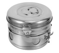 IMIKEYA Recipiente de acero inoxidable con tapa - Soporte para hisopos y discos de algodón - de apósitos - Contenedor - Suministro de instrumental de laboratorio