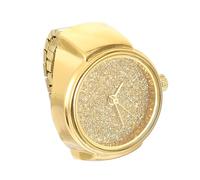 IMIKEYA Reloj de Dedo Anillo de Movimiento de Cuarzo Dorado, Diseño de Brillo Moderno, Aleación y Espejo de Vidrio, Adecuado para Regalos entre Personas en Año