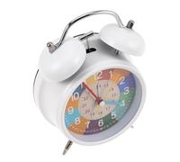 IMIKEYA Reloj Despertador de Metal, Educativo y Compacto de 4 Pulgadas, Alarma Suave y Silenciosa, Reloj de Escritorio Portátil Blanco para Aprendizaje Temprano y Gestión