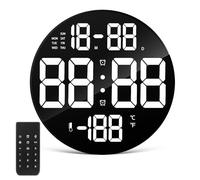 IMIKEYA Reloj Digital de Pared y Sobremesa 9 Pulgadas con Pantalla LED Grande, Control Remoto, Alarma Digital, Temperatura y Fecha, Brillo Ajustable, para Dormitorio y Oficina