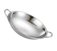 IMIKEYA Sartén Wok Redonda de Acero Inoxidable 26 Cm con Doble Asa para Cocina Coreana, Olla para Hot Pot y Ramen, Menaje de Cocina Resistente al Calor, Apta para Hogar y Utensilios