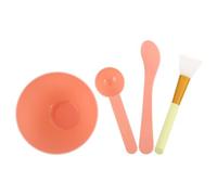 IMIKEYA Set de Brochas para Mascarilla Facial Recipiente de Silicona Varilla Mezcladora y Bol Duro Kit 4 Piezas para Mascarillas Caseras Color Naranja Claro Herramienta para Spa y