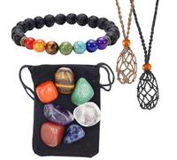 IMIKEYA Set de Pulseras de Piedras Naturales Irregulares para Yoga Cordón Ajustable y Bolsa de Red Tejida a Mano, Soporte para Colgantes Diy, Manualidades y Decoración, Accesorio