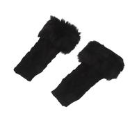 IMIKEYA sin Dedos de Punto para Mujer Calentadores Cortos y Desmontables para Brazos y Muñecas Puños Decorativos con Falso Pelo Cómodos y Versátiles para Otoño Invierno