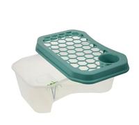 IMIKEYA Tanque de Tortugas Pequeño 2 Piezas con Plataforma para Tomar el Sol, Material PP Blanco y Tapa Azul, Hábitat Práctico para Reptiles y Acuario Multifunción Adecuado para Tortugas
