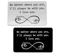 IMIKEYA Tarjetas de Obsequio de Acero Inoxidable para San Valentín Palabras Grabadas, Decoración Brillante, 2 Piezas para Novio y Esposo en Día Especial