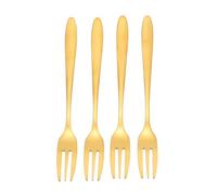 IMIKEYA Tenedores Resistentes de Postre Dorados de Acero Inoxidable 4 Piezas con Triple Punta para Fiestas y Uso Diario en Cocina y Repostería