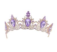 IMIKEYA Tiara Barroca Vintage para Mujer Gotas de Agua, Diadema de Aleación Ligera y Cómoda, Accesorio Cabello de Boda, Graduación y Fiesta, Color Lavanda Claro, 1 Unidad