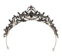 IMIKEYA Tiara de Lujo para Mujer Tiara Barroca de Reina con Gemas de Imitación Negra Diadema de Cristal Hecha a Mano para Bodas Disfraces de Halloween y Cumpleaños
