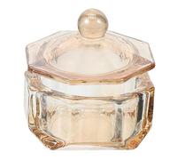 IMIKEYA Vaso de Manicura de Vidrio Tapa, Taza para Decoración de Uñas Acrílicas, Cuenco Multifunción de Cristal en Color Champán Octogonal, Herramienta para Arte de Uñas Profesional