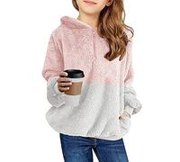 Imily Bela Niñas Niñas Sudadera con Capucha Sudadera de Felpa Sudadera con Capucha de Colores Sudadera de Manga Larga con Bolsillo(Rosa, 120/5-6 años)