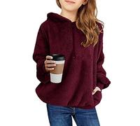 Imily Bela Niñas Niñas Sudadera con Capucha Sudadera de Felpa Sudadera con Capucha de Colores Sudadera de Manga Larga con Bolsillo(Burdeos, 140/9-10 años)