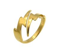 IMINI Anillo abierto de doble rayo, acero inoxidable, chapado en oro, joyería para hombres y mujeres, regalo unisex punk para cumpleaños y ocasiones especiales, Acero inoxidable, Sin piedras preciosas