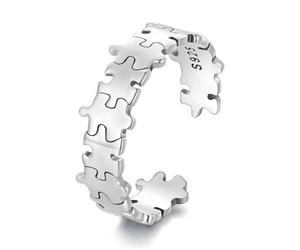 IMINI Anillo de plata de ley 925 con diseño de rompecabezas de moda, ajustable, minimalista, anillo de dedo del pie, anillos de promesa de eternidad, anillo de compromiso, joyería, regalos de mejor